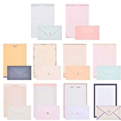 Stationery Letter Paper And Envelopes Set, 60 Sheets Cute Letter Writing Paper & 30 Lovely Envelopes, 10 Different Flora And Fauna Printed Design, Double-Sided Printing, A5 Size