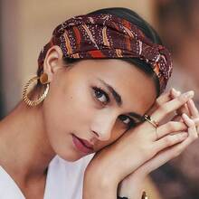 6 Pieces African Headbands Women And Elastic Yoga Turban Boho Printed Stretchy African Wraps Knotted Fashion Hair Accessories Women Non Slip - A - 查看 2