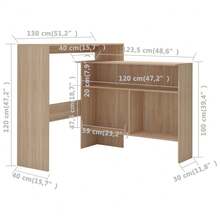 vidaXL Table de bar avec 2 dessus de table Chêne 130x40x120 cm - Tabac - Voir 11