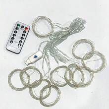 粉色USB窗帘灯串，带遥控器，8种模式LED窗帘灯，花环装饰灯，圣诞节和万圣节装饰，家居装饰照明，节日和派对装饰