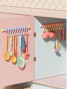 10个滑动挂钩 - 无需钻孔的墙装式挂条，间距可调节，方便DIY - 适用于厨房、浴室、门后、玄关、卧室和其他生活空间 - 彩色 - 查看 1