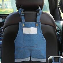 创意牛仔裤造型车载纸巾盒，悬挂式多功能收纳袋，大容量设计，可爱背带裤造型，可整齐收纳纸巾和小物件，适用于汽车、家庭、办公室和旅行，便携式车载收纳配件，让整洁更便捷 - A - 查看 12