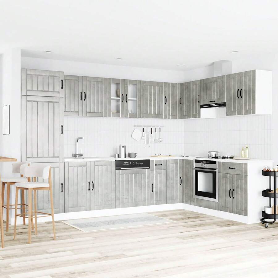 vidaXL Armadio da cucina Lucca Grigio cemento 80 x 46 x 81,5 cm - Castano - Visualizzare 1