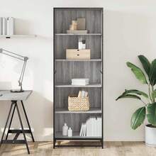 vidaXL Bibliothèque sonoma gris 60x35x170,5 cm ingegneria del legno - Grigio - Visualizzare 3