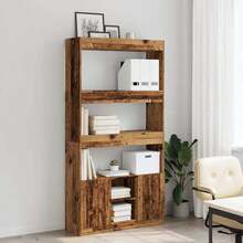 vidaXL Buffet haut vieux bois 92x33x180 cm bois d'ingénierie - Castano - Visualizzare 3