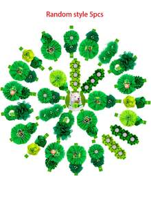 5件套绿色圣帕特里克节小型和中型犬专用多头领带装饰，适合美容摄影装饰领带花，舒适优雅的装饰配件，款式随机 - 彩色 - 查看 10