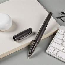 A Classic Black Metal Signature Pen/Matte Black Business Office Advertising Gel Pen/Company Promotion High-End Men's And Women's Administrative Pen/Student Calligraphy Practice Pen/Replaceable Pen Refill - Black - View 2