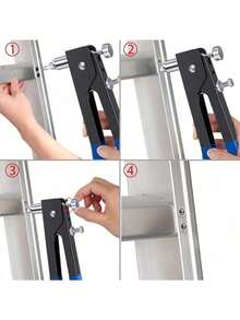 Blindnietmuttern-Set Nietwerkzeug Nietmutterpistole Gewindehülsen-Handnieter mit 86 Stücke metrischem Blindnietmuttern-Sortiment M3 M4 M5 M6 M8 - Blau - Übersicht 4