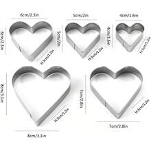 5PCS Stainless Steel Heart Shape Cookie Cutter Biscuits Cutters Cake Mould Decorating Baking Pan Tin DIY Cake Mould Kitchen Supplies - 預設 - 查看 2