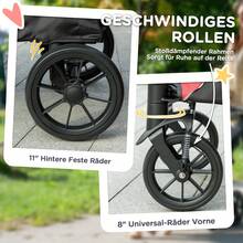 PawHut Hundewagen Hundebuggy klappbar für große Hunde & Katzen bis 30 kg Katzenbuggy mit Kissen Netzfenstern Türen Aufbewahrungstasche Katzenwagen mit Sicherheitsleinen, Bremsen, Buggy - Schwarz - Übersicht 6