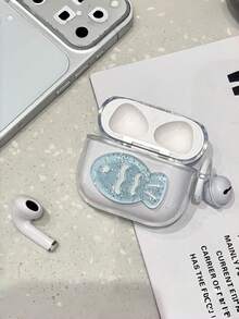 1 Set de regalo de alta calidad para amantes y hermanas - Funda protectora de TPU con lazo 3D y cadena de auriculares linda, juego completo de funda para auriculares compatible con Apple 1/2/3/Pro/Pro2 - transparente - Ver 2