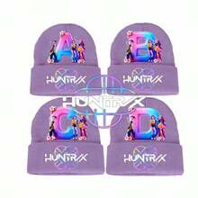 1pc KPOP Witch Hunting Girl Group Letter Knitted Beanie, Fashionable Cuffed Printed Knitted Hat