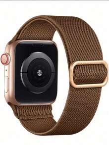 Nylon Watch Band, Compatible With Apple Watch Bands 38mm, 40mm, 41mm, 42mm, 44mm, 45mm, 46mm, 49mm. Soft, Breathable, Elastic Nylon Band. Compatible With Apple Watch Series Ultra/11/10/9/8/76/5/4/3/SE. Men's And Women's Sports And Casual Watch Bands.Easy To Wear - Brown - View 1