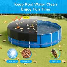 10 Ft Round Pool Cover, Solar Pool Covers For Above Ground Pools, Summer Pool Cover Protector With Cover Accessories, Round Hot Tub Cover Ideal For Waterproof And Dustproof (Black) - Black - View 3