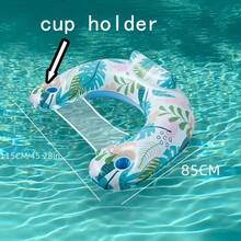 1pc Inflatable Floating Bed, Portable Foldable Air Mattress, Suitable For Swimming Pool, Beach And Lake, Durable PVC Material, Ergonomic Design, Mixed Color (Blue & White), Applicable For Pond Party, Inflatable Swimming Ring, Swimming Pool Inflatable Accessories, Essential For Vacation - One Size - View 5