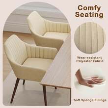 Lifezeal Dining Chairs Set Of 2 Upholstered Accent Chairs With Comfy Padded Backrest Beige/Black/Gray - 米色 - 查看 6