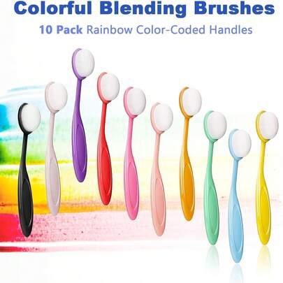 10-Piece Card Making Dye Brush Set, Color-Coded Handle Mixing Brush, For Embossing, Scrapbooking, Stencil Brushing, Craft Mixing Brush, Ink Mixing Tool