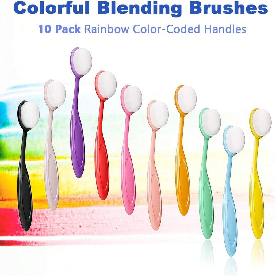 10-Piece Card Making Dye Brush Set, Color-Coded Handle Mixing Brush, For Embossing, Scrapbooking, Stencil Brushing, Craft Mixing Brush, Ink Mixing Tool