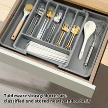 1pc Extra Large Expandable Cutlery Storage Box, Food & Utensil Organizer, Adjustable Drawer Organizer For Kitchen Tools (Suitable For Spoons, Forks, Knives) - Multicolor - View 2