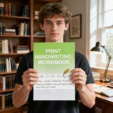 Print Handwriting Workbook For Beginners: English Penmanship Practice Book For Adults & Teens Age 14+ | Tracing Alphabet, Words, Inspirational Quotes In 32 Pages - Green - View 5