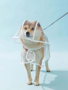 1pc Pet Raincoat - Waterproof & Windproof Pet Apparel. This Transparent Pet Raincoat Features A Wide-Brim Design That Does Not Obstruct The Pet's Vision. Available In Small Dog Waterproof & Windproof Version And Large Dog Raincoat Version. - Pink - View 10