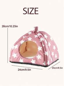 1 chiếc giường ngủ cho chuột hamster, thỏ, họa tiết ngôi sao màu hồng, chỗ trú ẩn ấm cúng cho thú cưng nhỏ, có thể giặt được, phù hợp cho chuột hamster, chồn và thỏ. - Màu Hồng baby - Xem 7