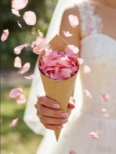 1pack/30PCS Kraft Paper Wedding Confetti Cones Petal Cones For Wedding Toss Dried Flowers Popcorn Candy Flower Holder DIY Wedding Party Decorations