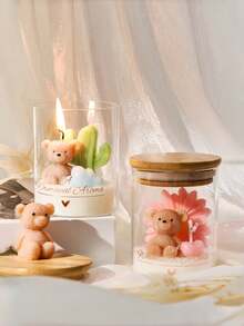 Cute Bear-Shaped Scented Candle, Adorable Bear Birthday Gift, Home Decor Candle Holder, Ideal For Valentine's Day, Christmas, Mother's Day, Also Suitable For Indoor Decoration, Graduation Gift, And Gift For Women - Multicolor - View 6