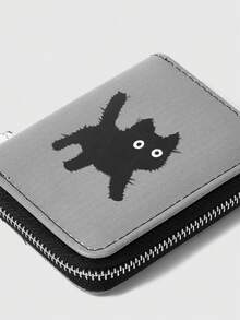Gothic Gray Background Black Cat Bow Design Cute & Versatile Card Holder Wallet For Women Wallet Mini Wallet Purse Wallet Small Wallet Cute Wallet Cute Stuff Money Wallet - Multicolor - View 4