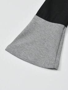 Slim Fit Color Block Long Sleeve T-Shirt For Women - Black and Gray - View 5
