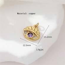 1件铜质时尚高端恶魔之眼个性化嘻哈吊坠，DIY手链项链耳环首饰配件 - 彩色 - 查看 12