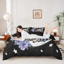 Star Moon Bedding Set King Size Mushroom Sugar Skull Duvet Cover 3pcs For Kids Girls Boys Youth Bedroom Decor Exotic Plants Comforter Cover Purple Flower Butterfly Quilt Cover,2 Pillowcases - ColorG - 查看 3