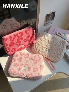 1pc Korean Cute Macaron Heart Lamb Plush Tablet Sleeve, 11/13/15 Inch Laptop Bag, Shock-Proof Laptop Sleeve, Women Protective Case - Multicolor - View 3