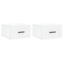 vidaXL Tables de chevet murales 2 pcs blanc 35x35x20 cm - Blanc - Voir 2