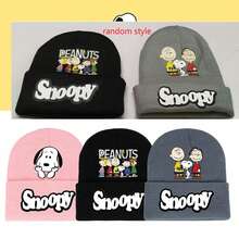 SNOOPY 1pc  Tricolor Beanie Hat, Suitable For Teenagers In Autumn/Winter, Rolled Edge Knit Cap, Round Head Warm, Solid Color, Minimalist Wool Hat, Casual Style, Can Be Used As Christmas Gift, Christmas Stocking Stuffer, Christmas Decoration - Multicolor - View 7