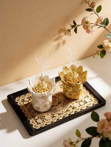 Incensário de resina em formato de flor (1 unidade) - Design criativo, ornamento de mesa requintado, estilo árabe do Oriente Médio, ideal para sala de estar, sala de família, escritório, meditação, decoração de festas e uma ótima opção de presente. - Multicolorido - Ver 5