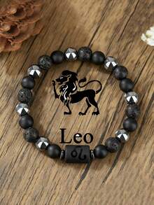 12 Zodiac Signs Natural Volcanic Stone Black Vintage Bracelet, Handmade Couple Bracelet Wholesale - Bracelet - View 15
