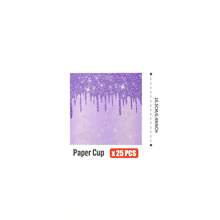 Purple Diamond Teardrop Disposable Plates, Napkins, Cups - One-Time Party Supplies Set, Fits 25 Guests, Disposable Paper Plates Party Tableware Suitable For Birthday, Wedding, Theme Party, Family Picnic - Multicolor - View 8