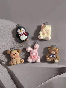 10/30/50pcs Resin Pendant Dog, Penguin, Rabbit Necklace Earring DIY Jewelry Making Cute Animal Pet Earrings Necklaces Keychains Charms