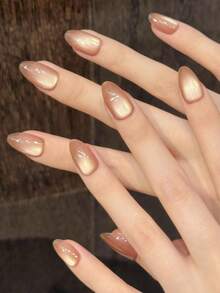 10 móng tay giả ngắn hình hạnh nhân, thủ công, thích hợp cho các bữa tiệc và sử dụng hàng ngày, kiểu "trà đá" với hạt thủy tinh lấp lánh, hiệu ứng ánh sáng nhấp nháy, phong cách mắt mèo tối giản, móng tay ngắn hình hạnh nhân, dễ đeo. 10 móng tay giả thủ công phong cách Y2K, thích hợp cho các bạn gái và phụ nữ đeo trong các bữa tiệc ngày lễ và các dịp hàng ngày. Dụng cụ làm móng - Bụi hồng - Xem 3