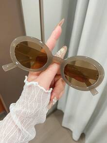 1副男女通用复古椭圆形小框Y2K时尚简约休闲眼镜，适合度假佩戴 - 彩色 - 查看 13