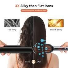 stylefi Heated Hair Straightening Brush With LCD Display, Anti-Frizz Electric Hair Straightener - Silver - View 3