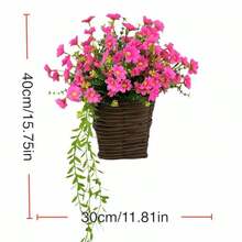 Artificial Flower Basket Realistic Faux Daisy Front Door Wreath Fake Hanging Floral Decorations For Farmhouse Home Holiday - 黃色 - 查看 5