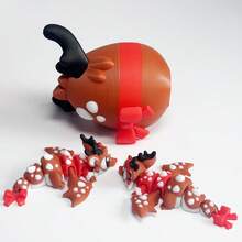 3D Printed Cute & Adorable Christmas Dragon + Dragon Egg Model Plastic Figurine Desktop Decor Sculpture, Holiday Gift - Multicolor - View 5