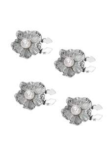 1/2/4个装 25毫米水钻花朵金属纽扣套，女士水晶纽扣套，可拆卸夹式纽扣套，水晶装饰纽扣，带钳子按扣，适用于连衣裙、西装、礼服、衬衫等配饰，铅灰色 - 彩色 - 查看 18