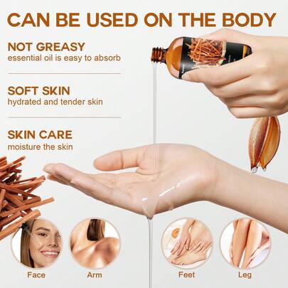 AURANY 檀香油，植物萃取多用途护肤护发油，蕴含植物萃取精油，面部/身体/头发保湿，清爽不油腻，日常护理，男女通用 - 30/100毫升