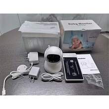 720P Smart Video Baby Monitor With Camera And Audio 5.0-Inch LCD Display, Two-Way Audio, Night Vision, Sound And Temperature, Feeding Alarm 8 Lullabies, 355° Rotation, 2.4G Wireless No WiFi - White - View 5