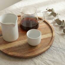 1pc/4pcs Round Acacia Wood Serving Tray, Natural Wooden Plate For Food, Coffee Table Decor, Vanity Organizer & Candle Holder - Farmhouse Kitchen Essentials - Brown - View 4