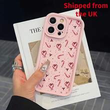 Candy Cane Christmas Pattern Phone Case, Soft Full Coverage, Anti-Slip, Fingerprint Resistant, Fits Apple  Models - Pink - View 6