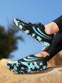 Nouvelles chaussures de randonnée outdoor, chaussures de surf et de plongée, chaussures à cinq doigts respirantes, chaussures de gué, chaussures de course amphibies pour la plage, chaussures de fitness à semelle souple pour l'intérieur et à semelle dure pour le squat, chaussures silencieuses anti-dérapantes pour la corde à sauter, chaussures de course à semelle amortissante souple, chaussures de training décontracté et de yoga pour femmes - Bleu saphir noir - Voir 6